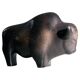 Brown glazed bull sculpture by Ed Ruscha, 1970s ceramic art