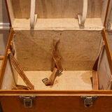 Leather and brass hat malle