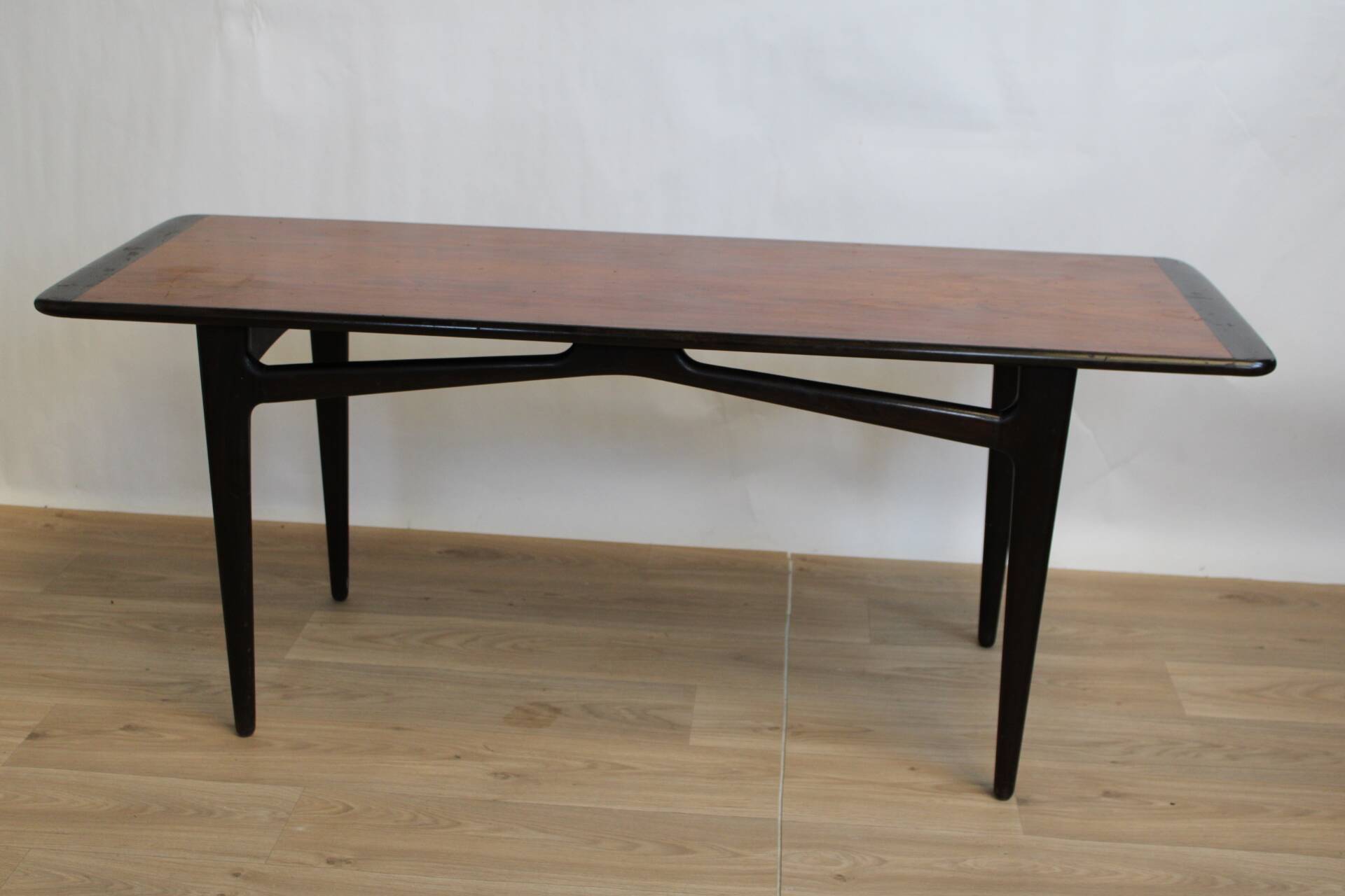 Vintage light and dark oak coffee table 140 cm 1960 Sweden