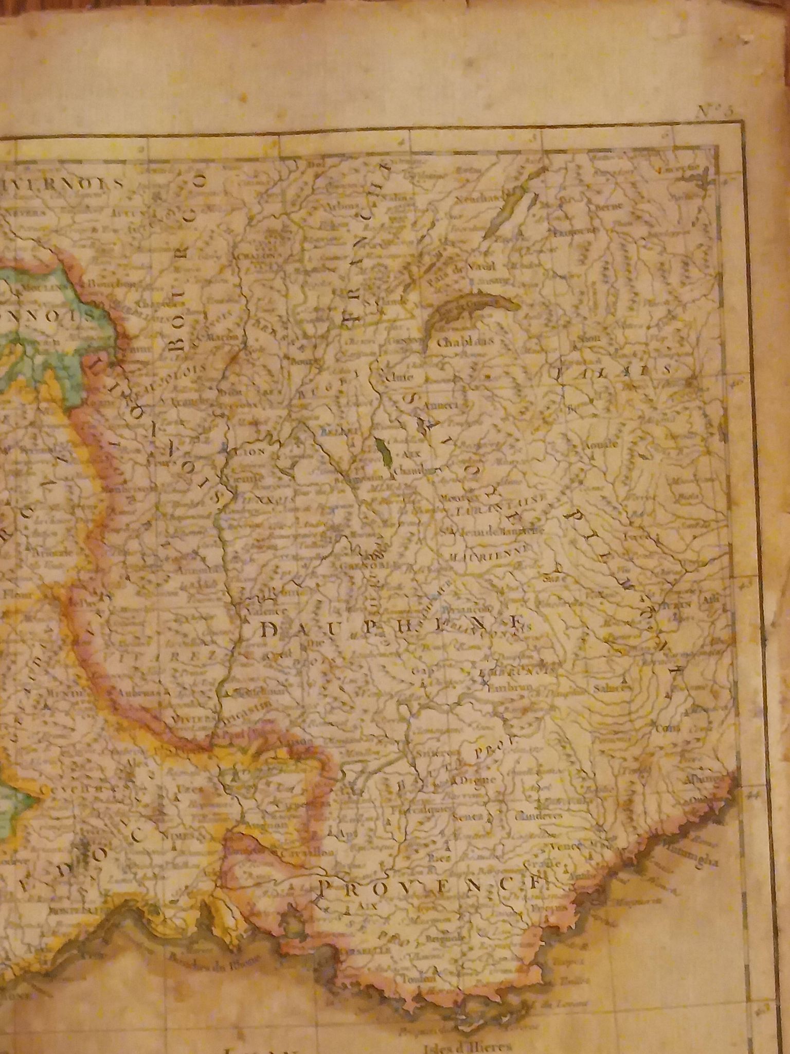 Original antique map, 18th century, Rizzi Zannoni / Lattré, coloured