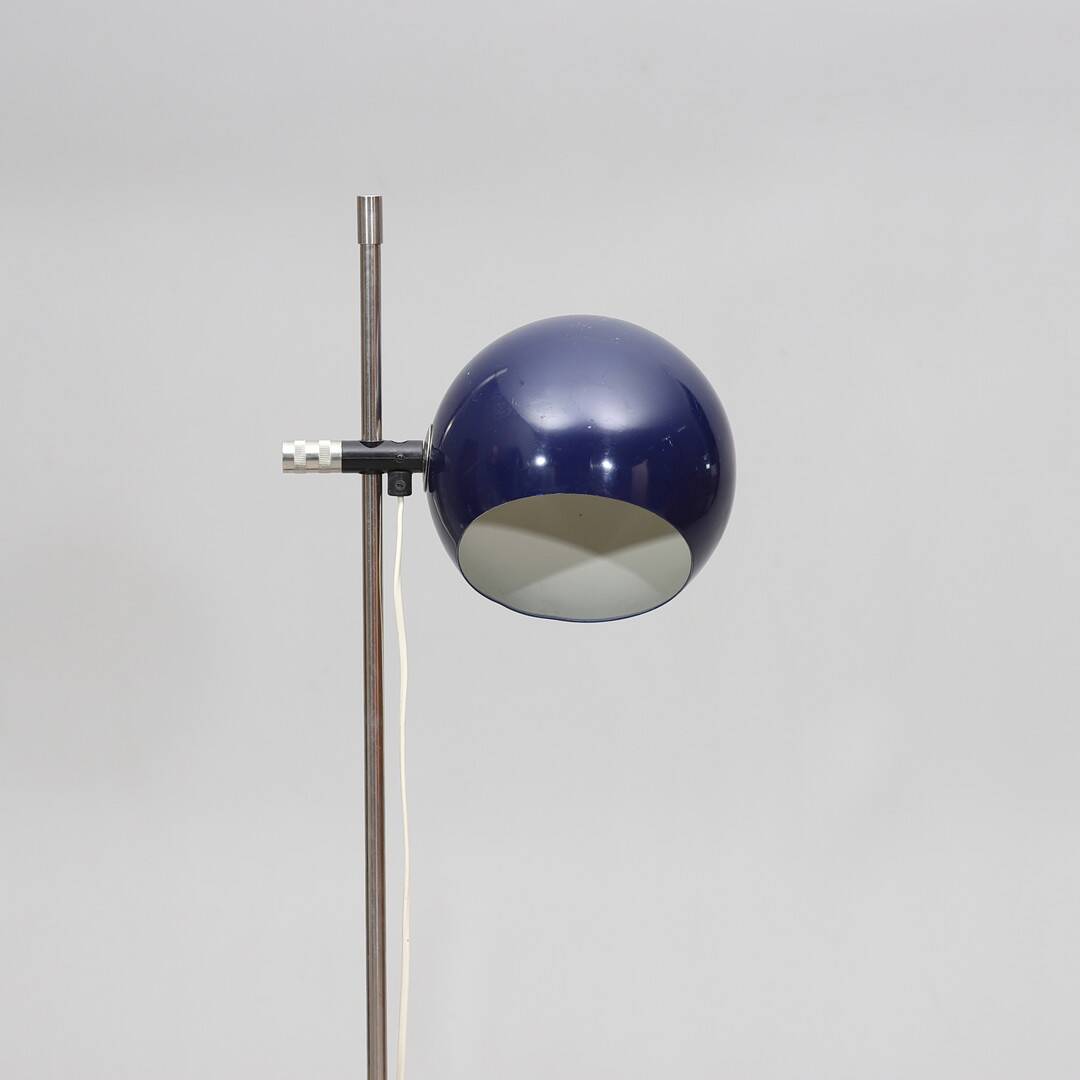 Vintage floor lamp, blue lacquered metal, "klot 1", hemi, ikea 1970 sweden