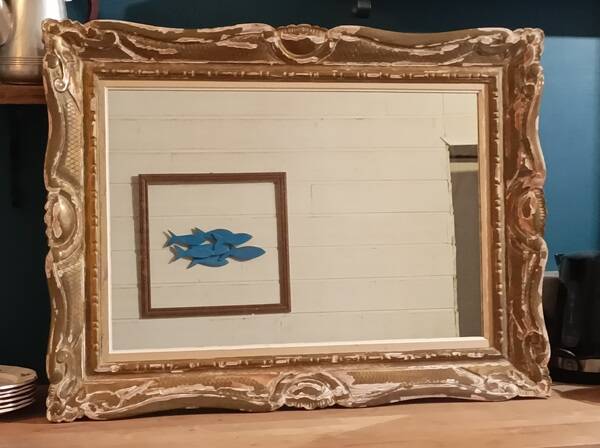 Mirror Carved gilded stucco wood frame patinated dp 1123650