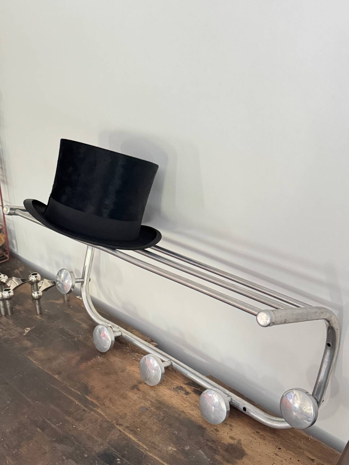 Vintage aluminum wall coat rack