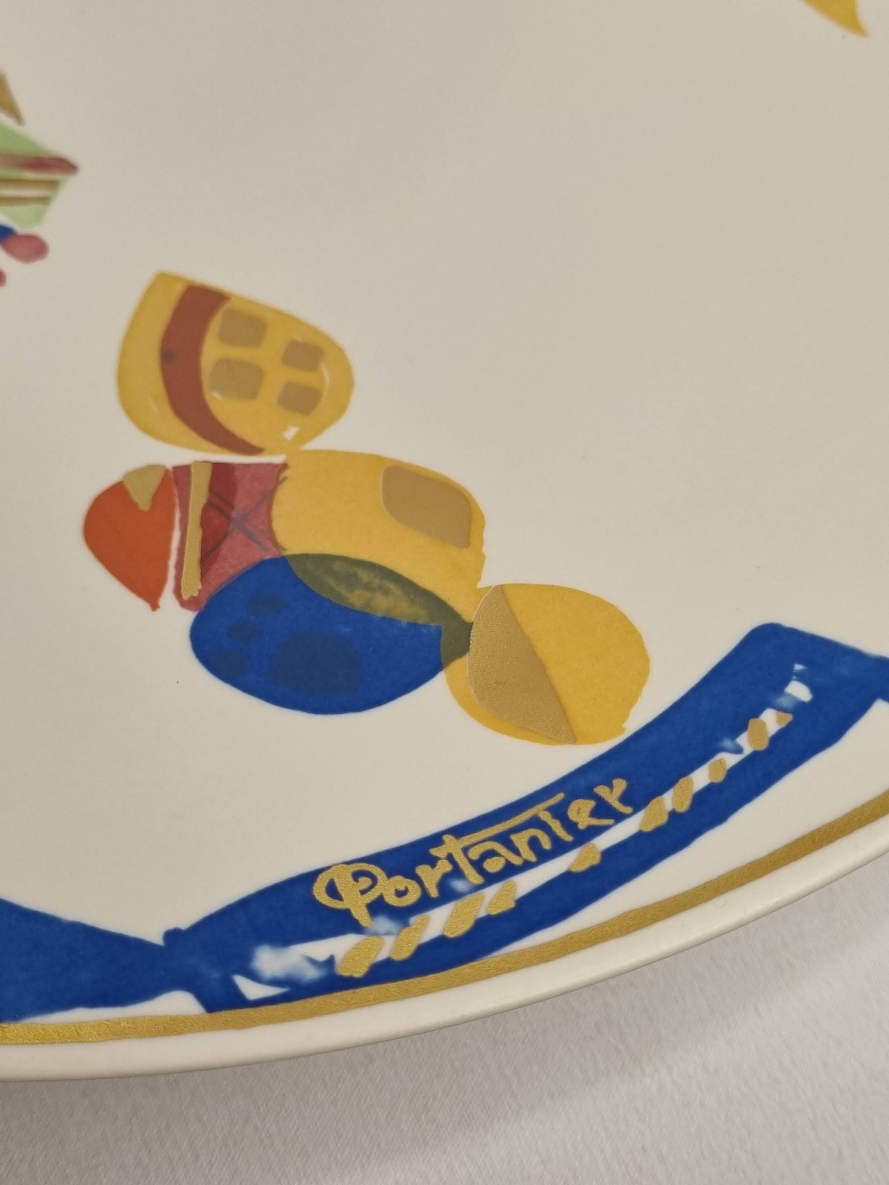Large Rosenthal platter, 36 cm, Gilbert Portanier, abstract design, signed, 1970s