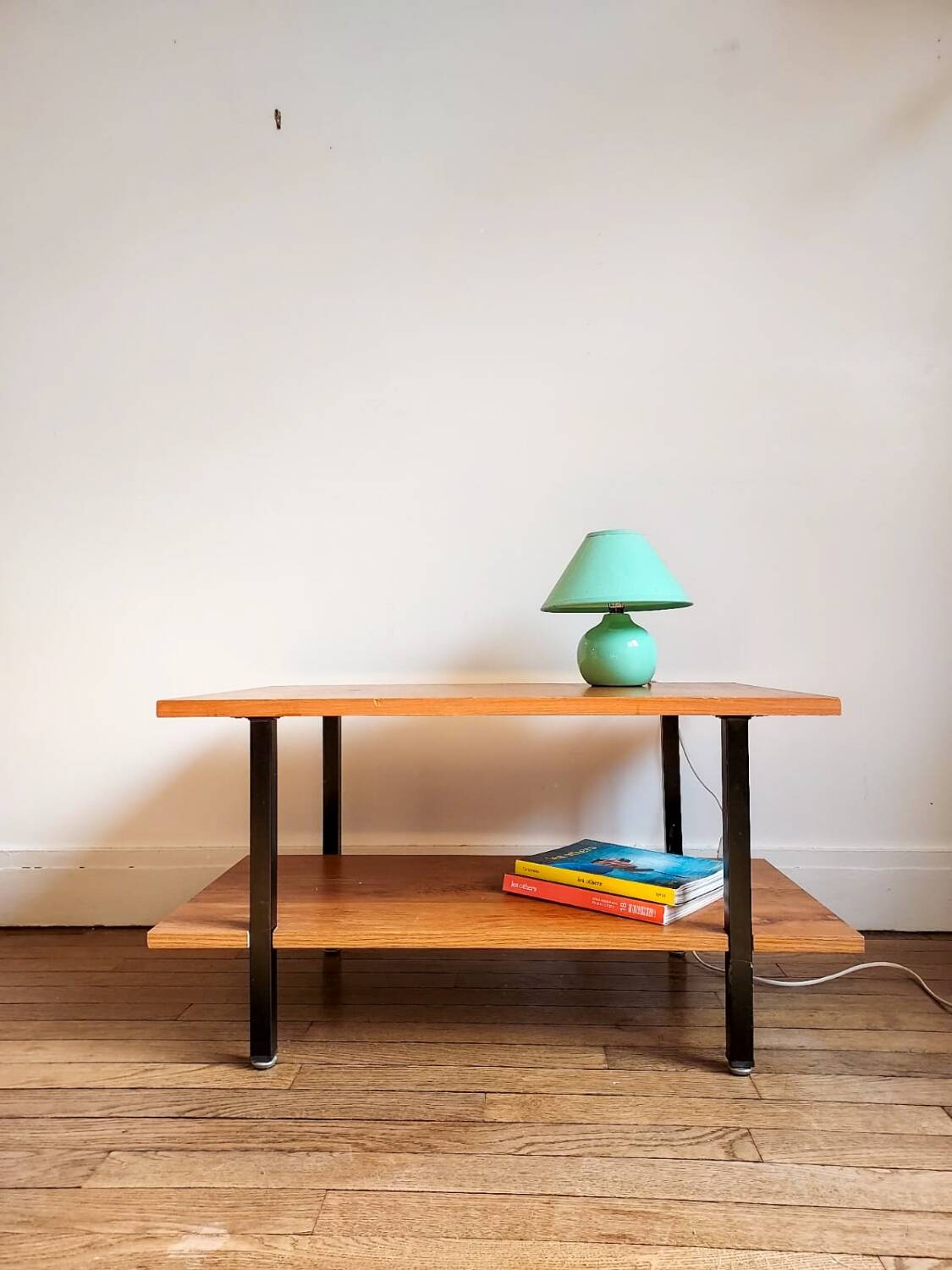 Wooden coffee table, double shelf