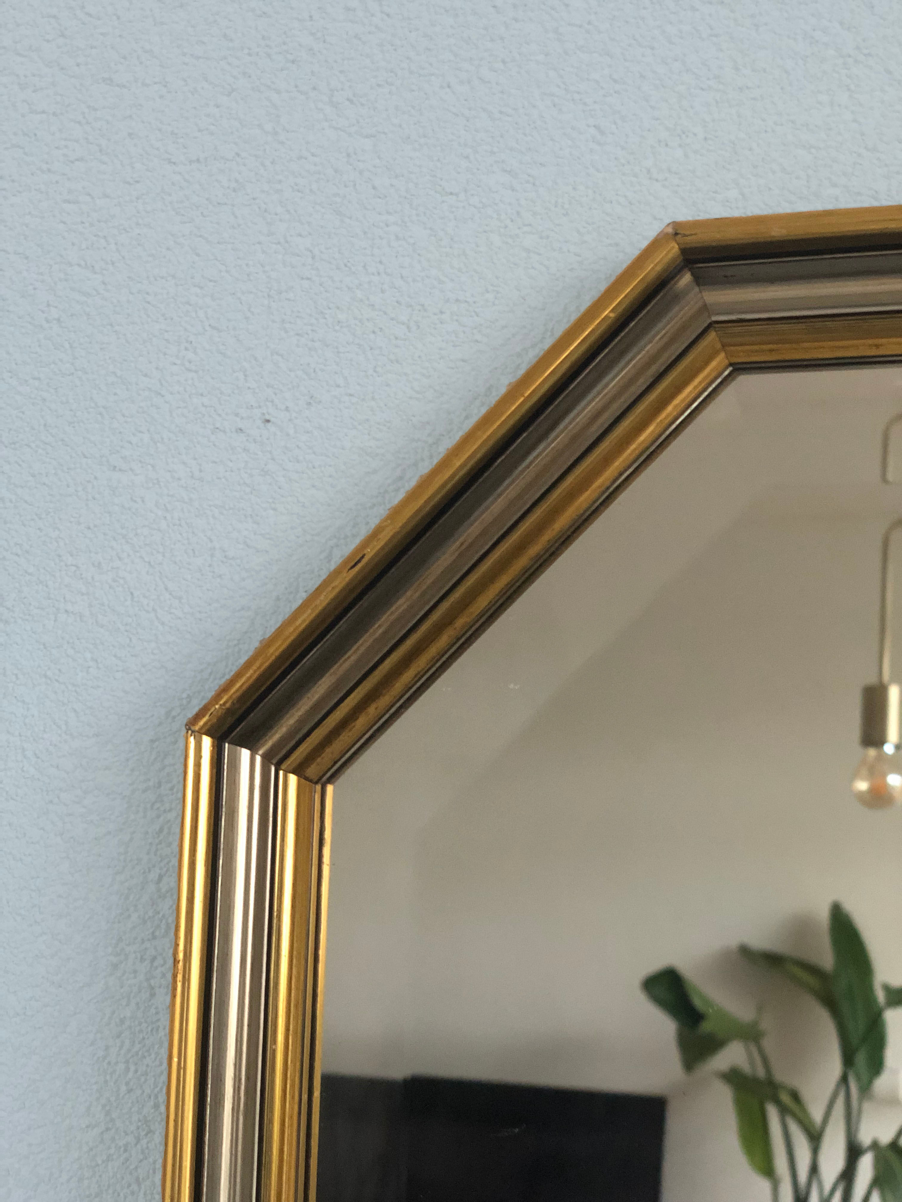 Vintage facet-cut mirror in gold and silver 1970s