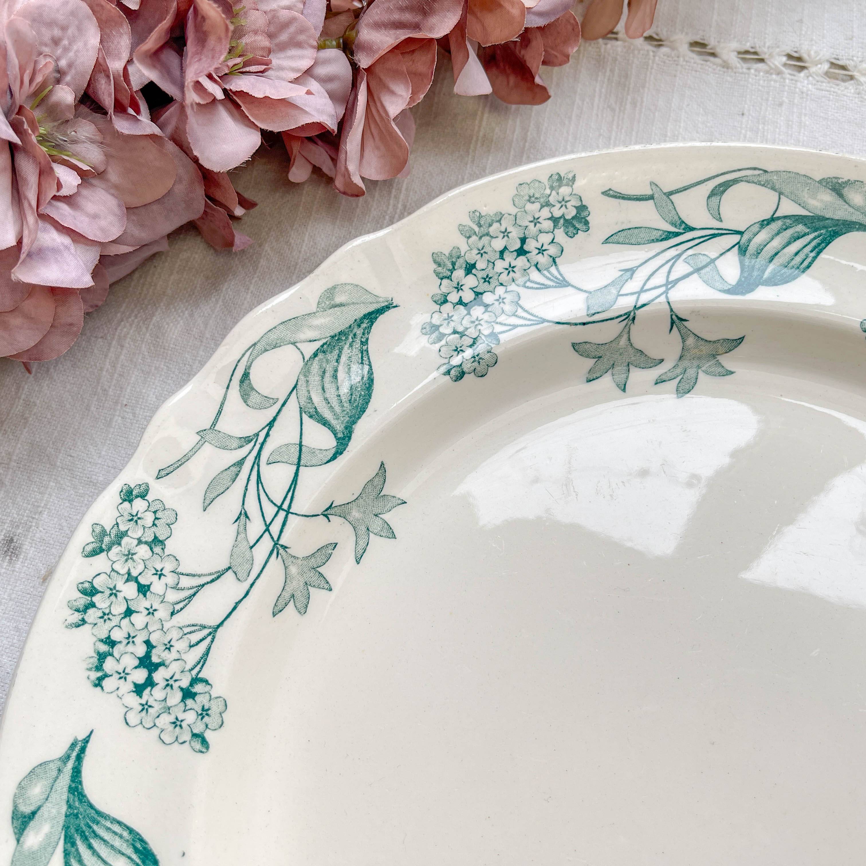 Antique round dish from Terre de Fer "Lilac" – Longchamp 19th century