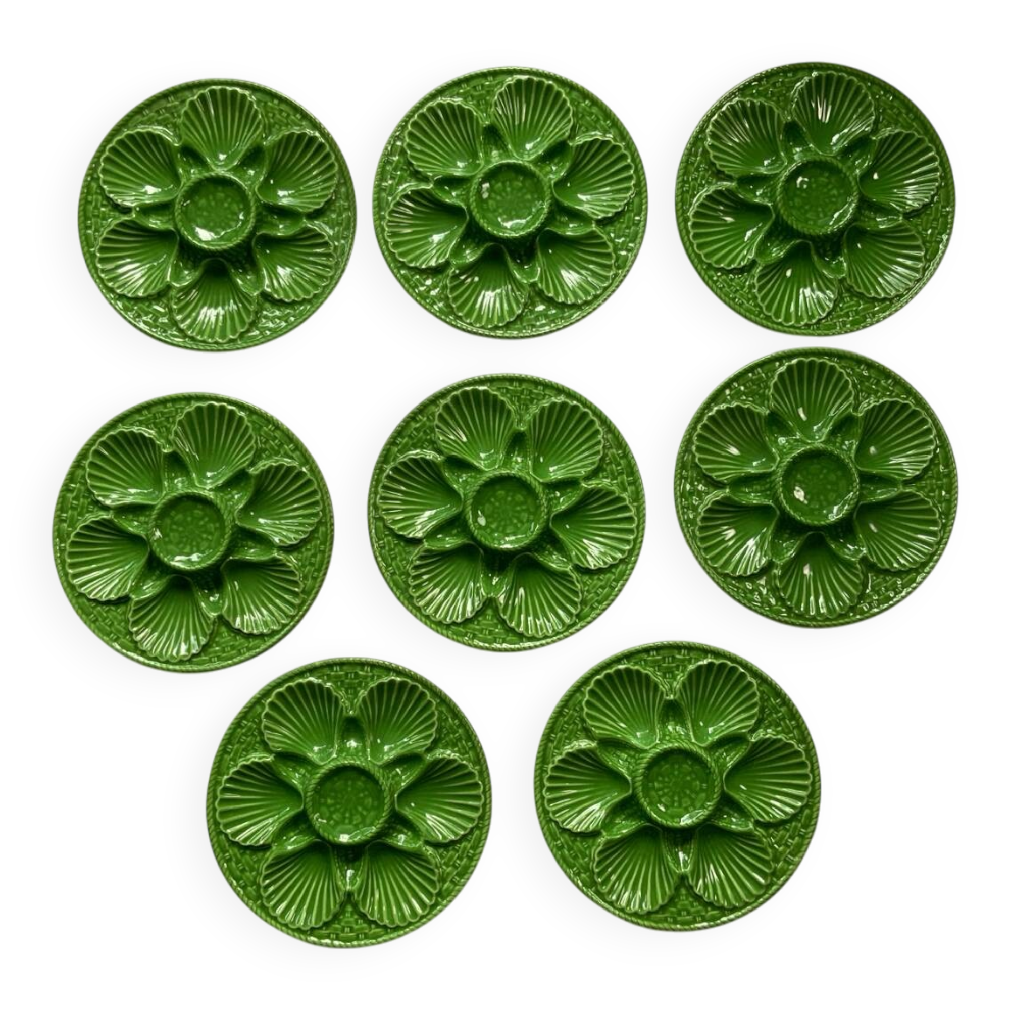 Oyster plates in slipware