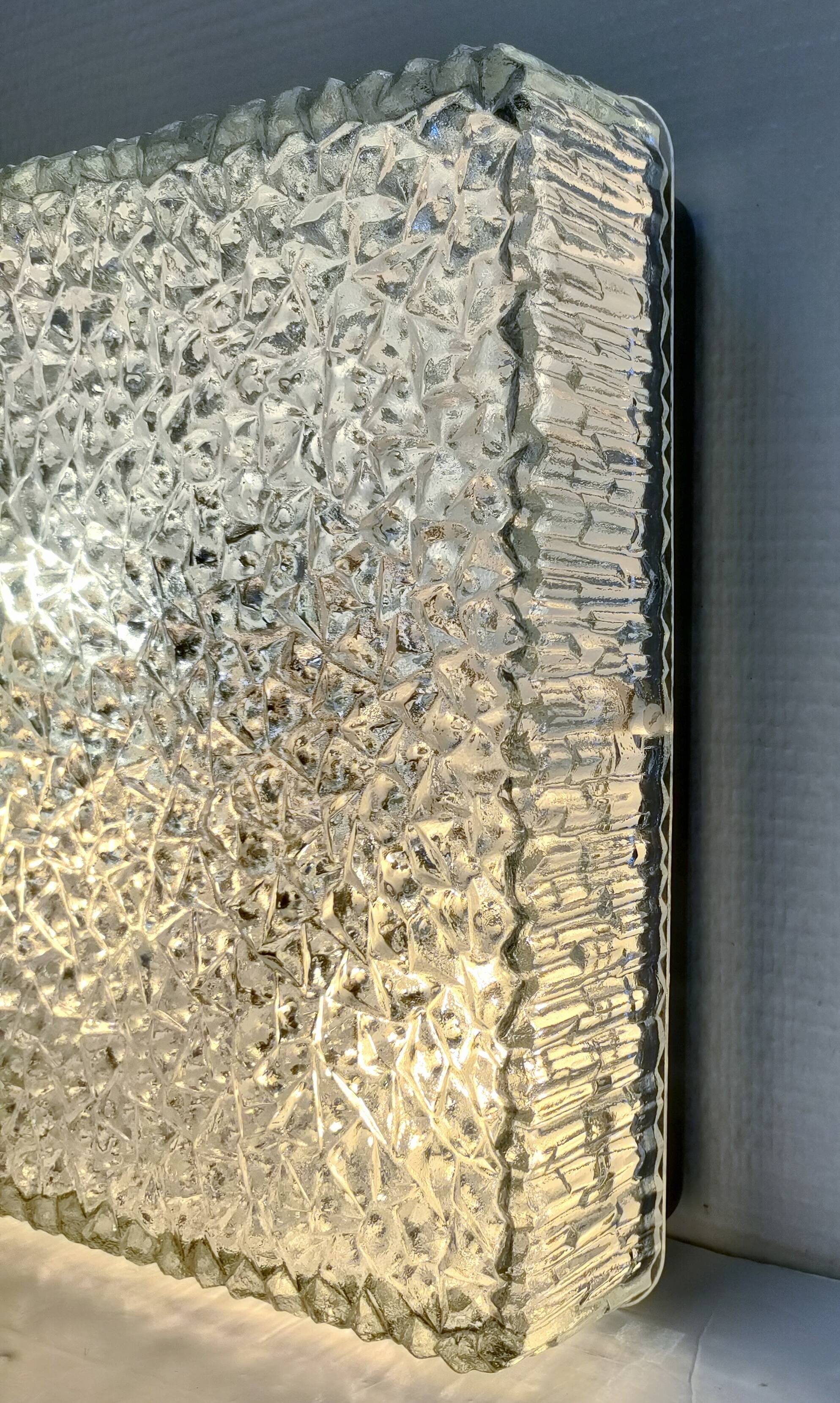 Holophane square wall lamp XL glass design 60s