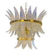 Contemporary Belt Opalino “Palmette” Murano Glass Chandelier