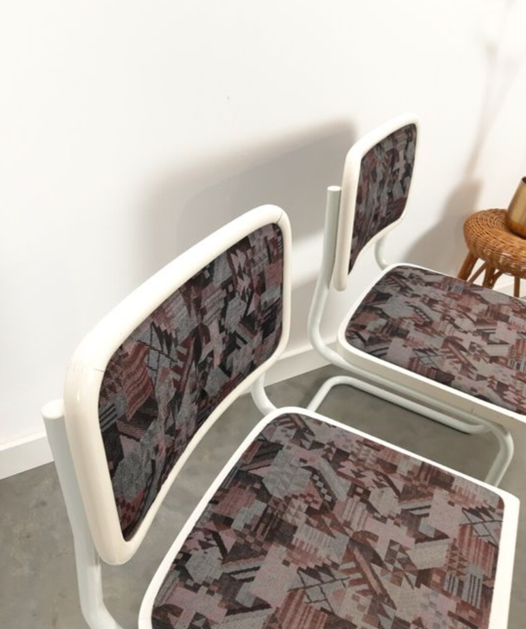 Pair of vintage tubular frame dining chairs