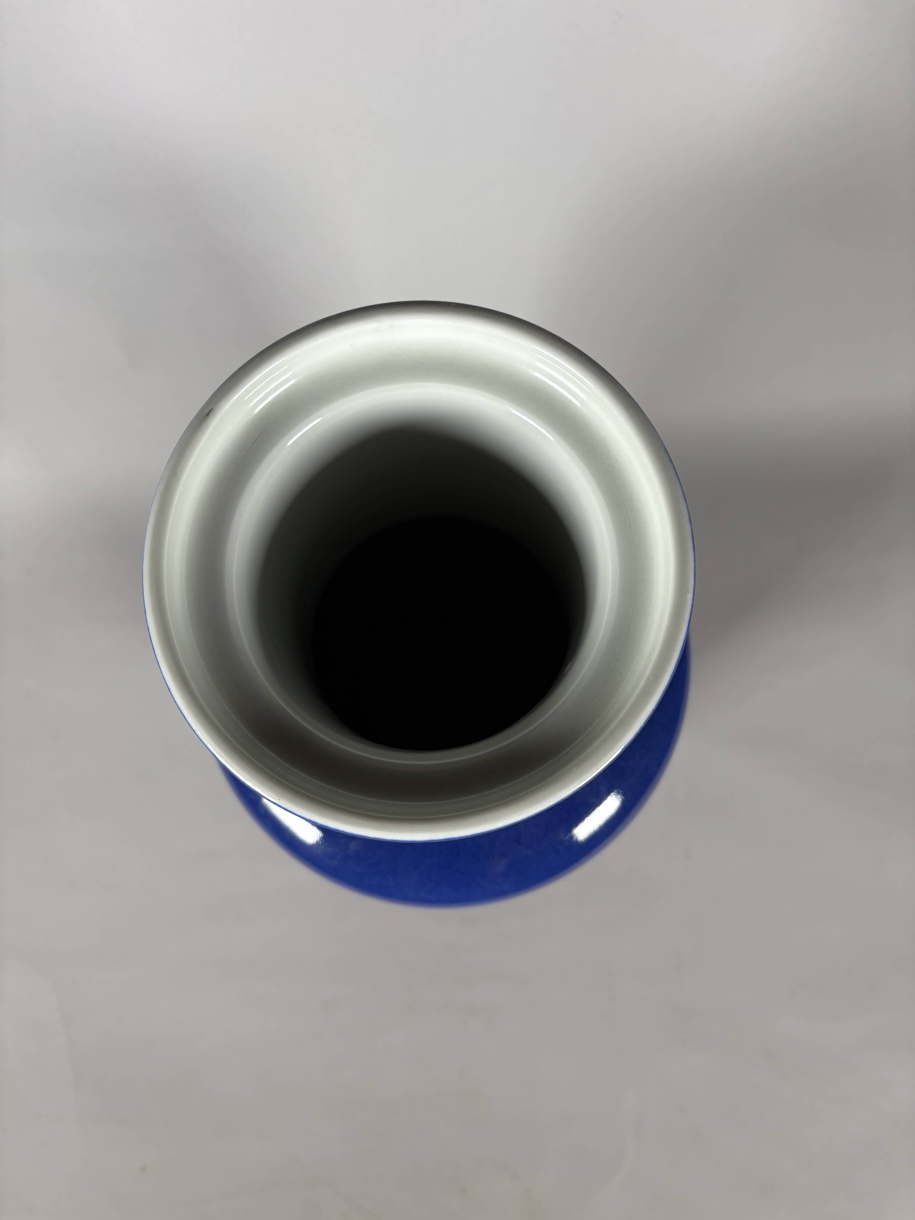 China, 19th century porcelain vase with a carp design on a blue background
