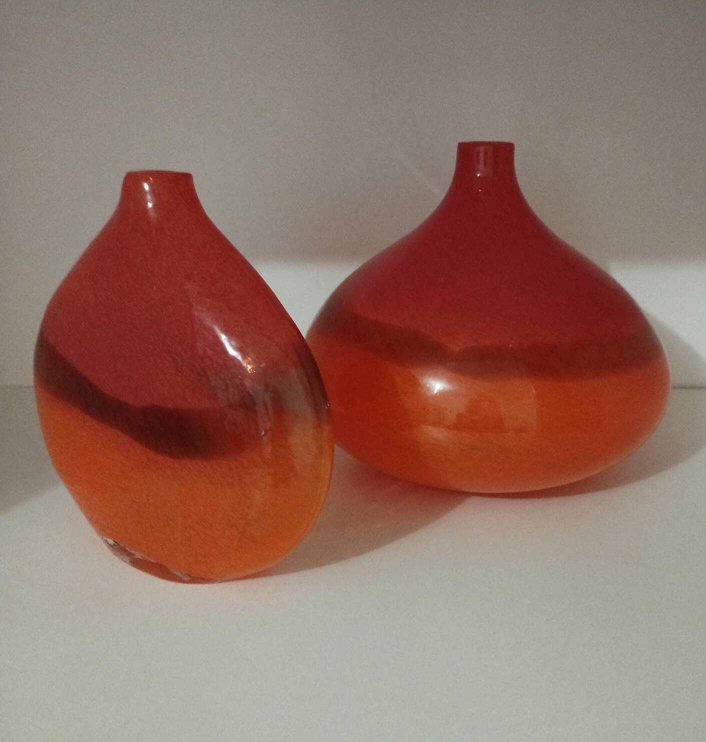 Pair or 2 glass paste vases from the 80s vintage.