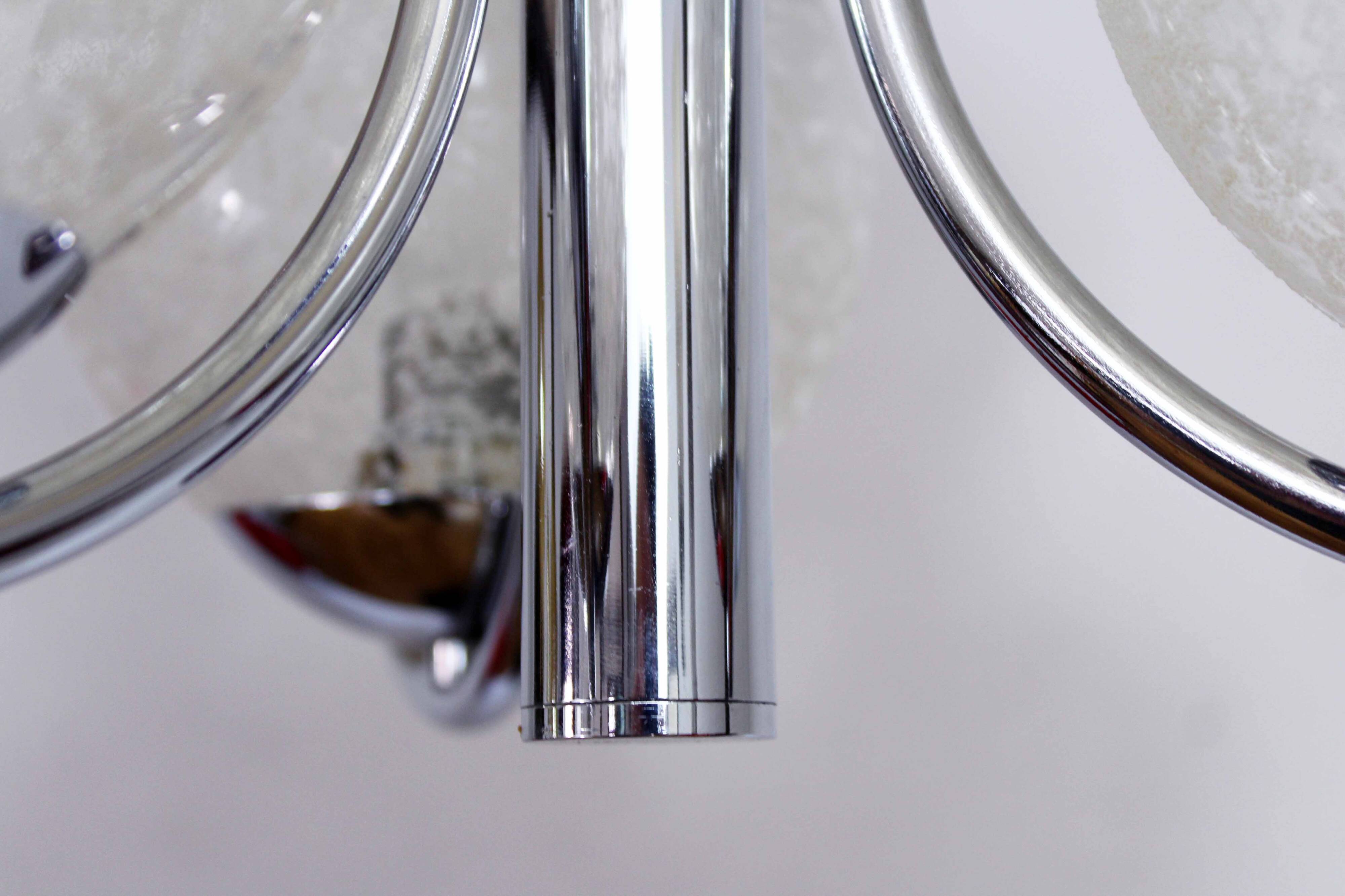 Chandelier in glass and chrome metal 1970