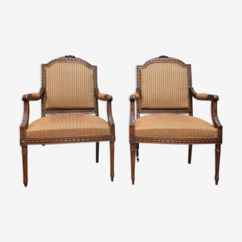 Paire de fauteuils style Louis XVI