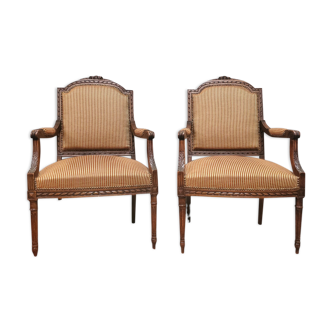 Pair of Louis XVI style armchairs