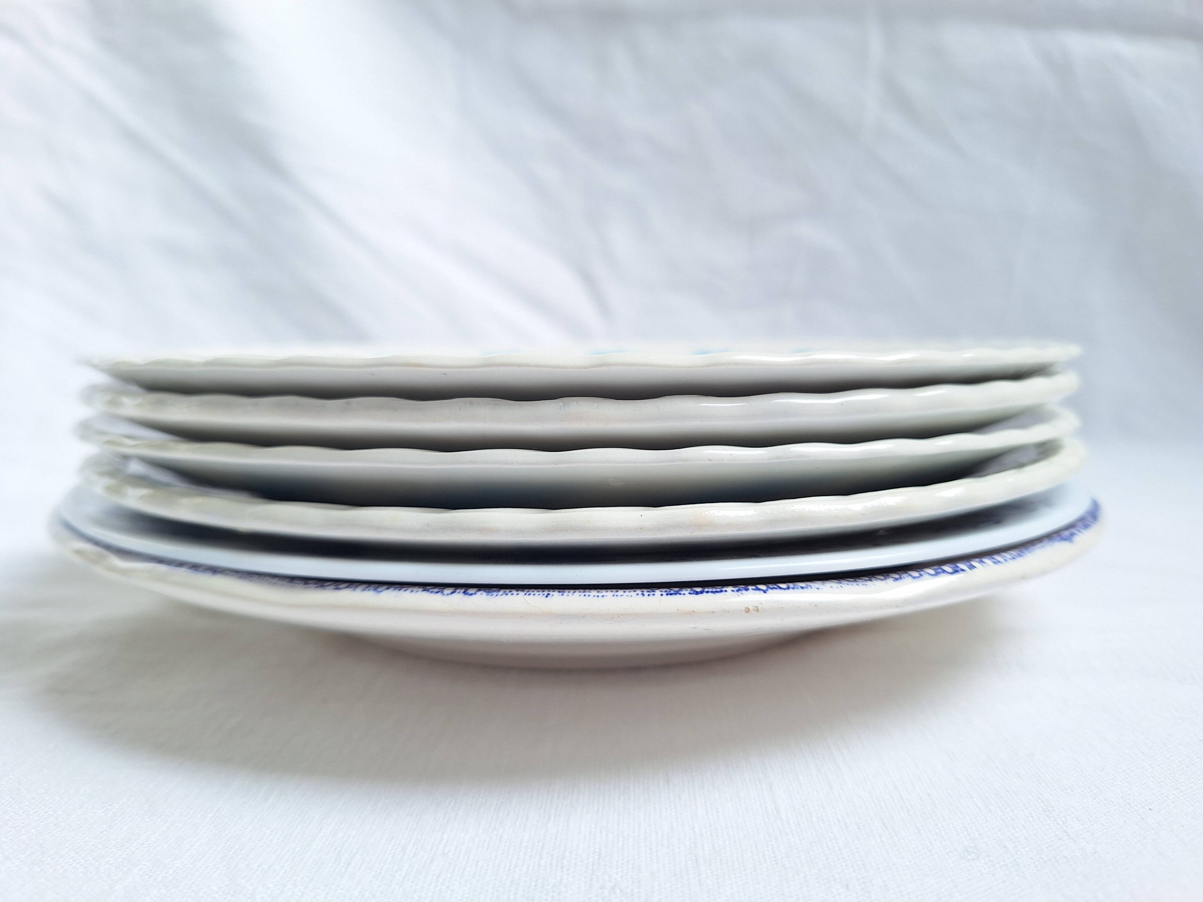 Assiettes plates bleu vintage