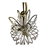 Magnificent Cascade Chandelier in Brass & Crystal Glass 1970s Vintage