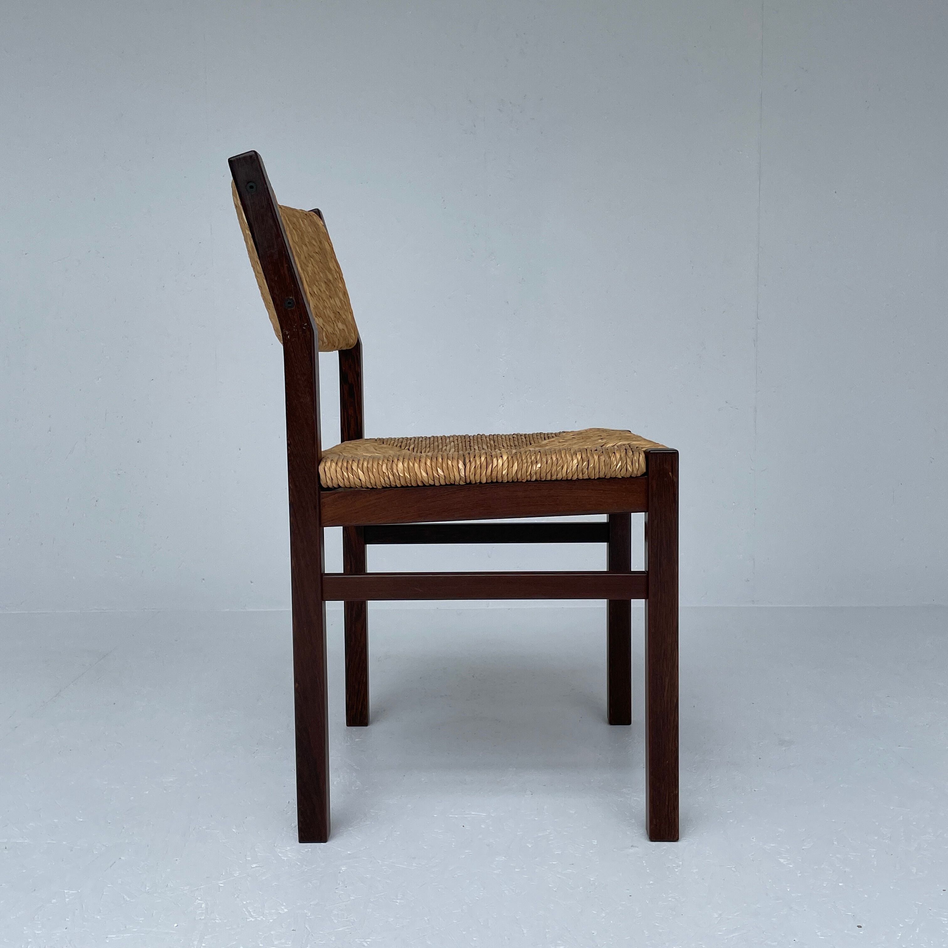 Martin Visser set of six "SE82" wenge and rush dining chairs