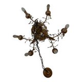 Flower Leaf Chandelier in gilded iron by Giovanni Banci