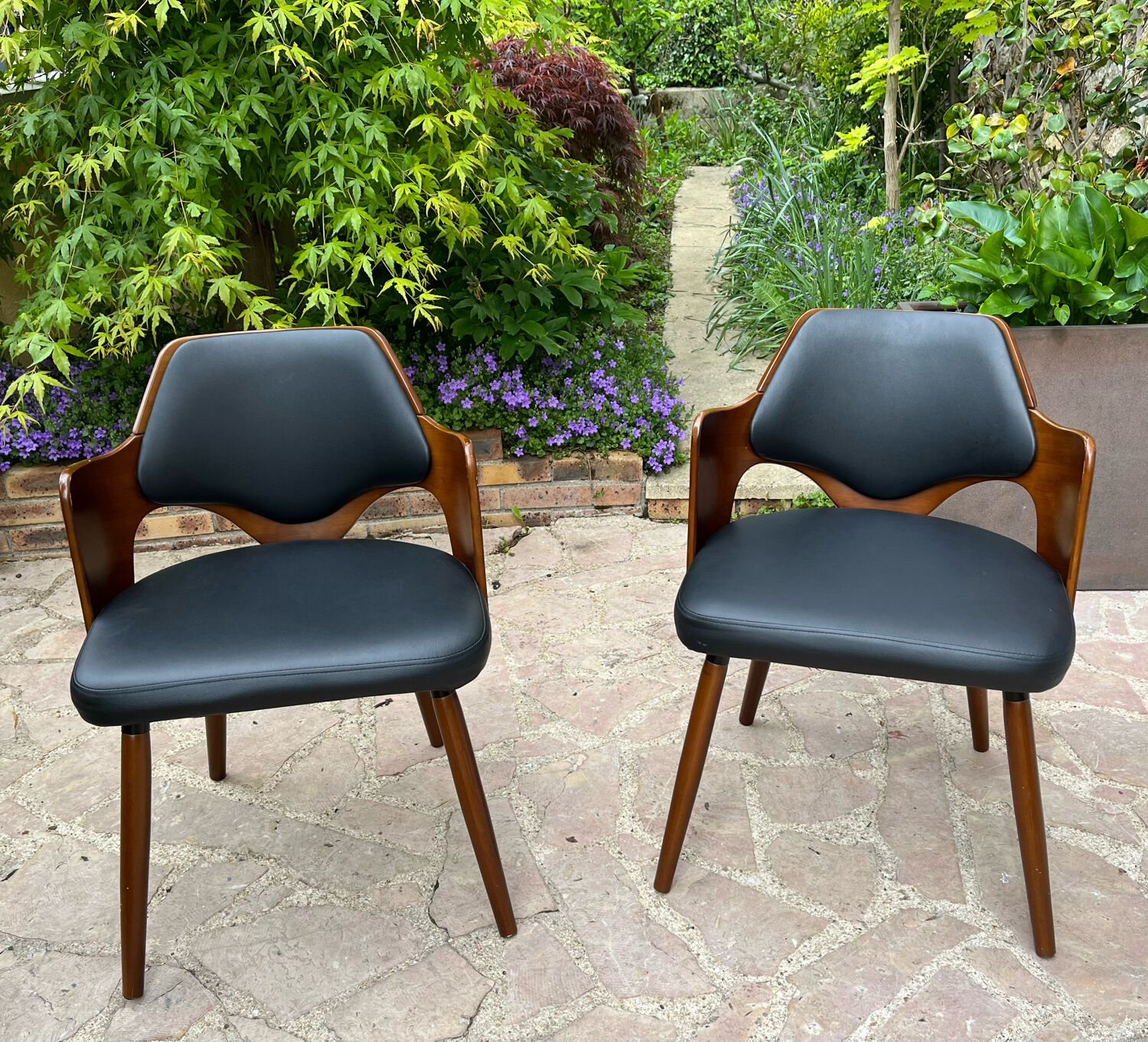 Pair of wooden armchairs