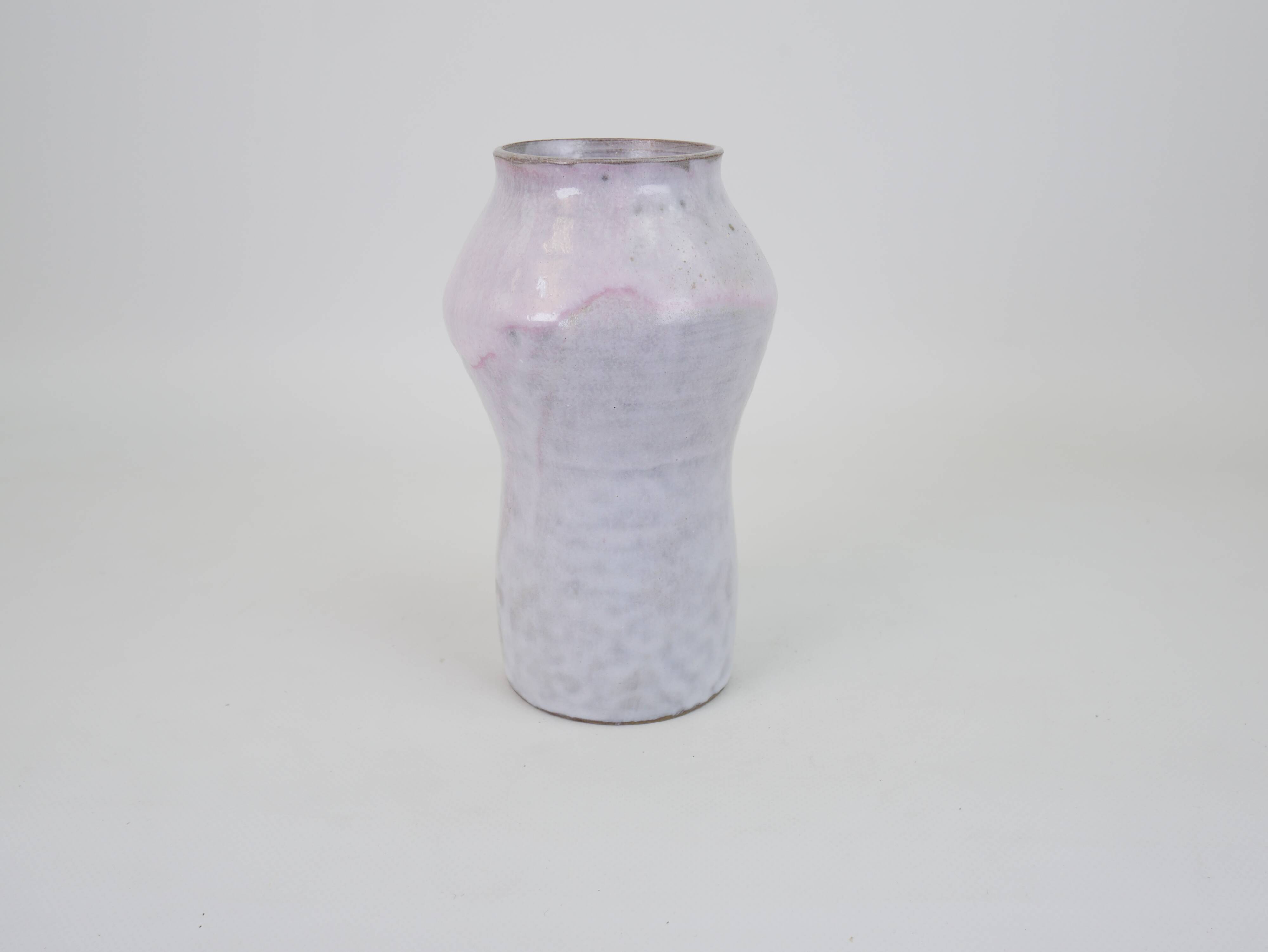 White-pink glazed ceramic vase