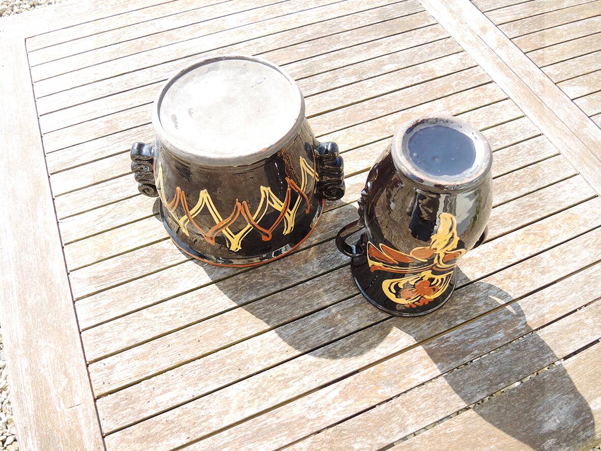 Antique Glazed Earthenware Vase & Planter