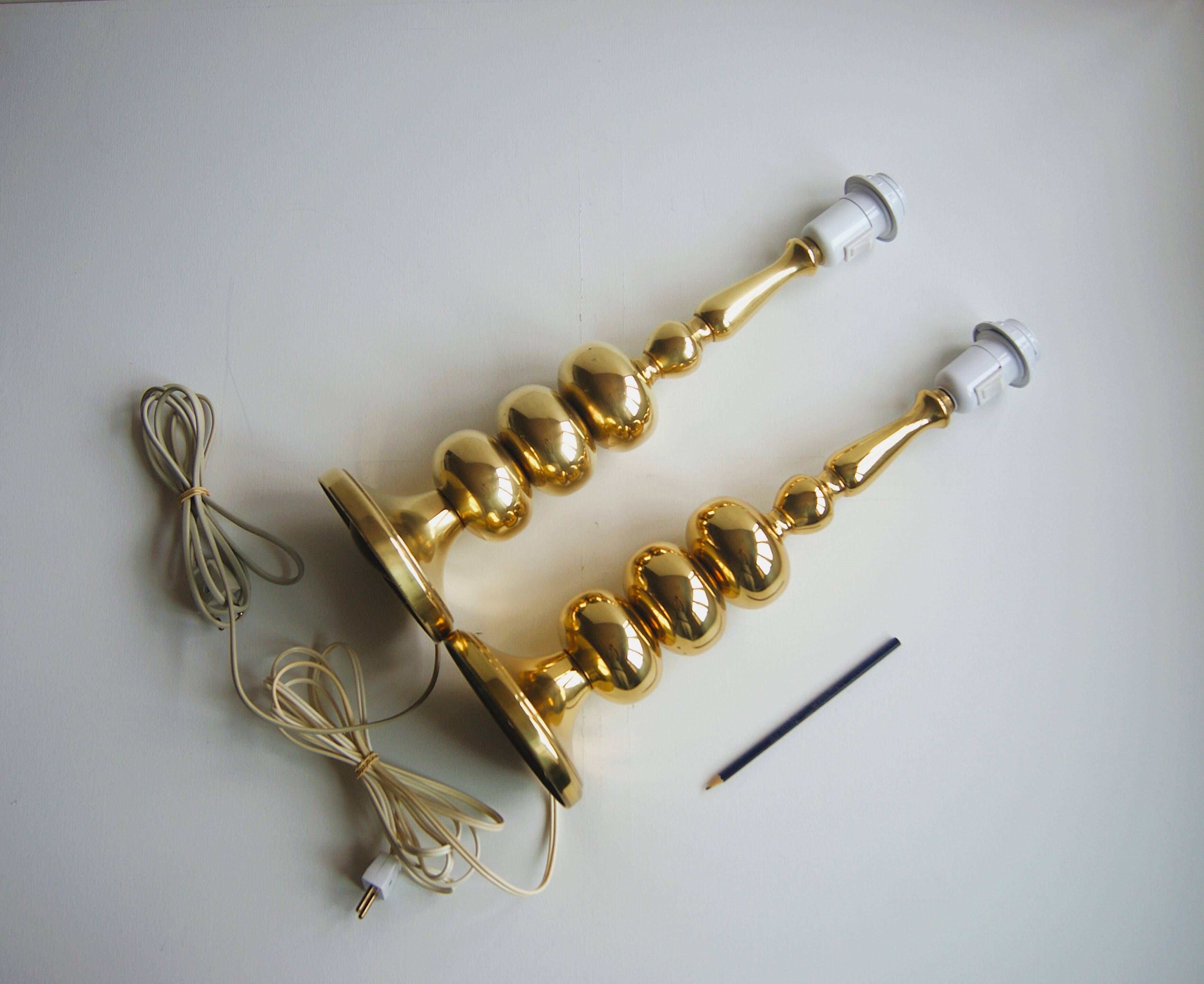 Paire de grandes lampes de table en laiton "boules empilées" de Frandsen Danemark. Années 1960.