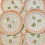 6 large plates in ecru ceramic pattern orchies- moulins des loups -retro-vintage-kitchen