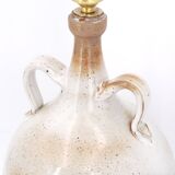 Beige marsh sandstone lamp with handles, brown lampshade