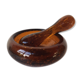 Biot amber glass mortar ashtray