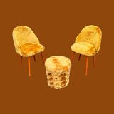 Two vintage chairs and Pelfran trunk stool