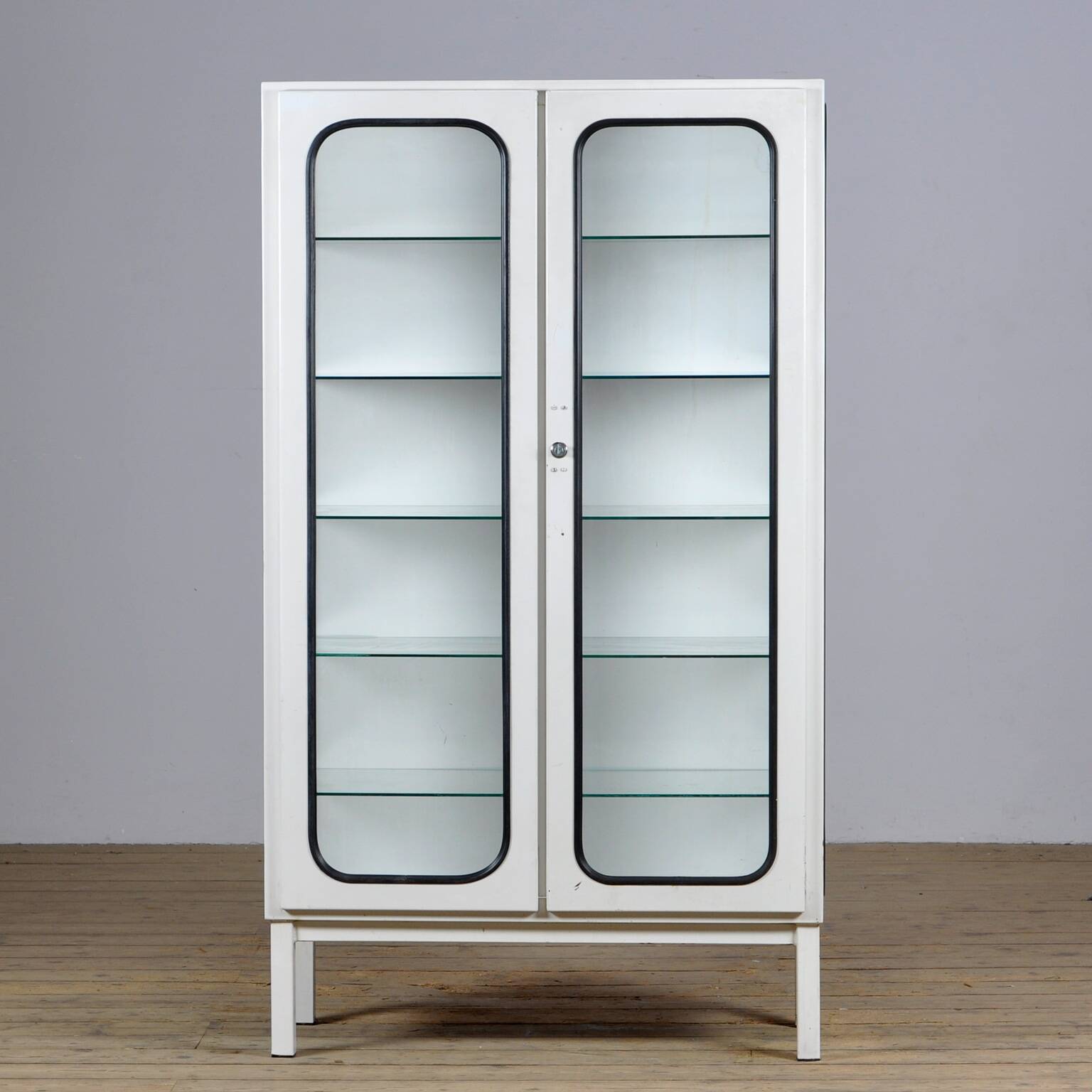 Iron and glass medicine cabinet, 1970s