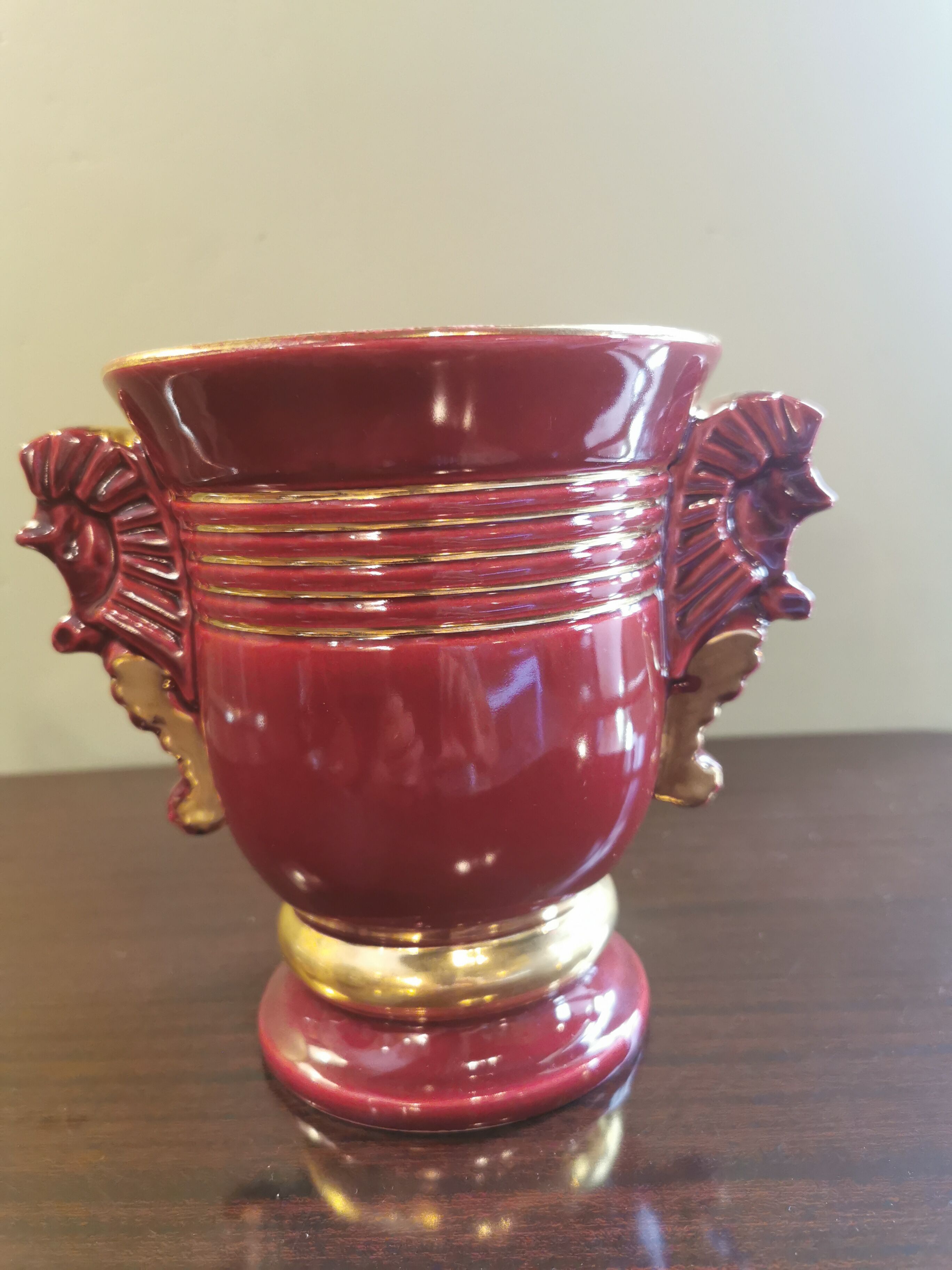 Vintage vase with seahorses