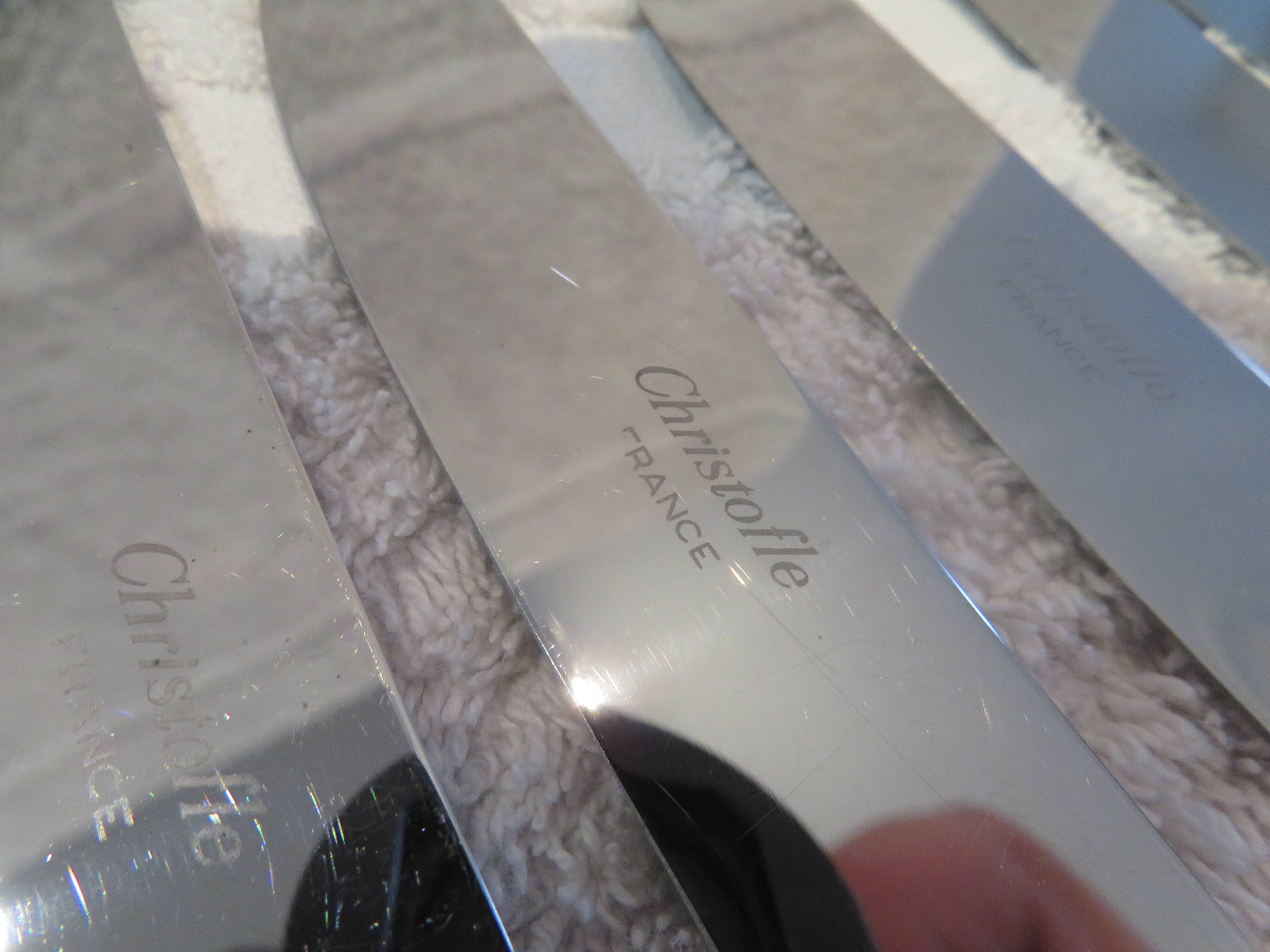12 table knives with silver-plated metal handles, Christofle Concorde, 23.7 cm
