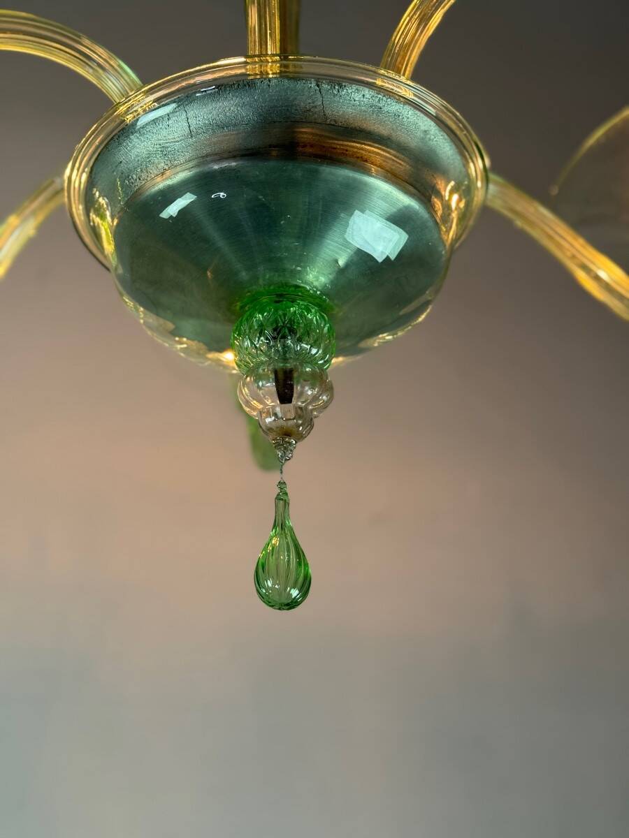 Green Murano glass Venetian chandelier, circa 1940