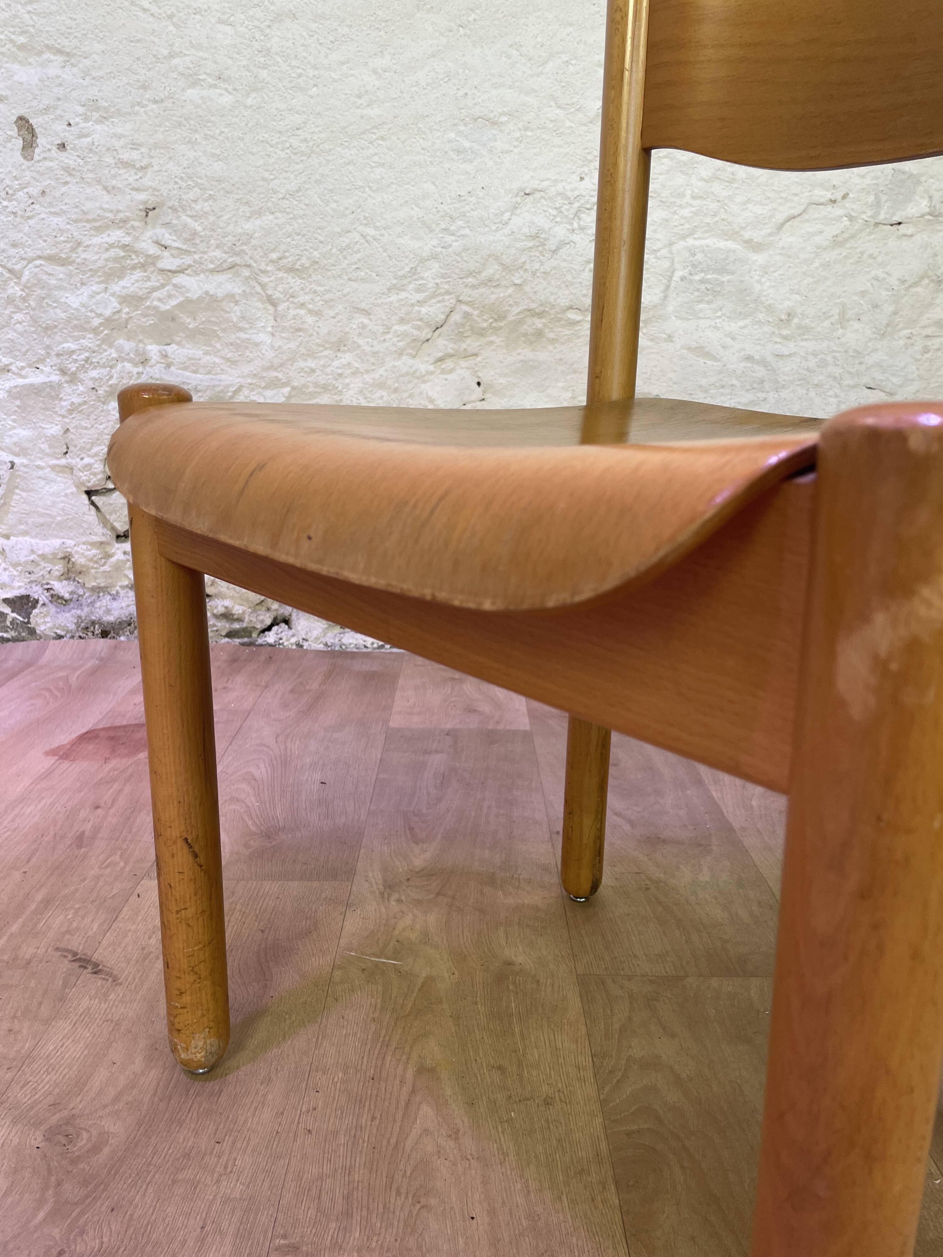 Set of 6 stackable vintage wooden chairs