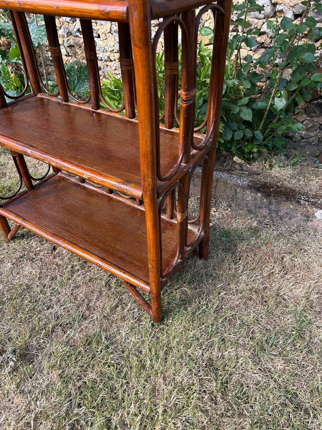 Vintage rattan shelf 1970