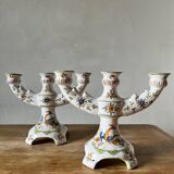 Moustiers earthenware candlesticks