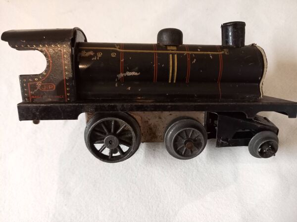 Petit train mécanique JEP, comprenant locomotive, tender, wagon lits, rail, années 1930