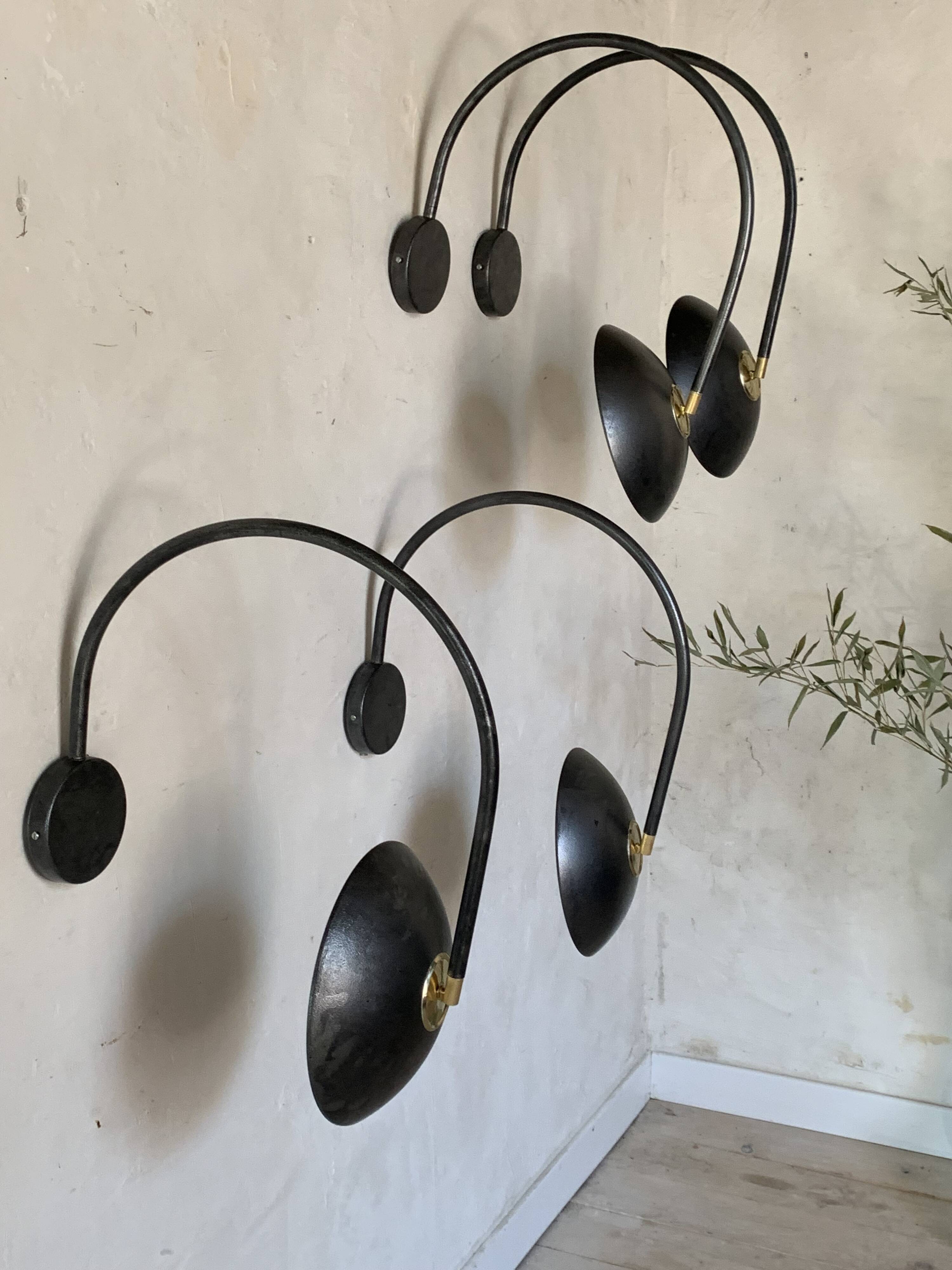 Pair of vintage black wall lights