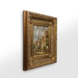 Realistic oil painting with baroque frame by Jan Berkhout (1937), The Netherlands