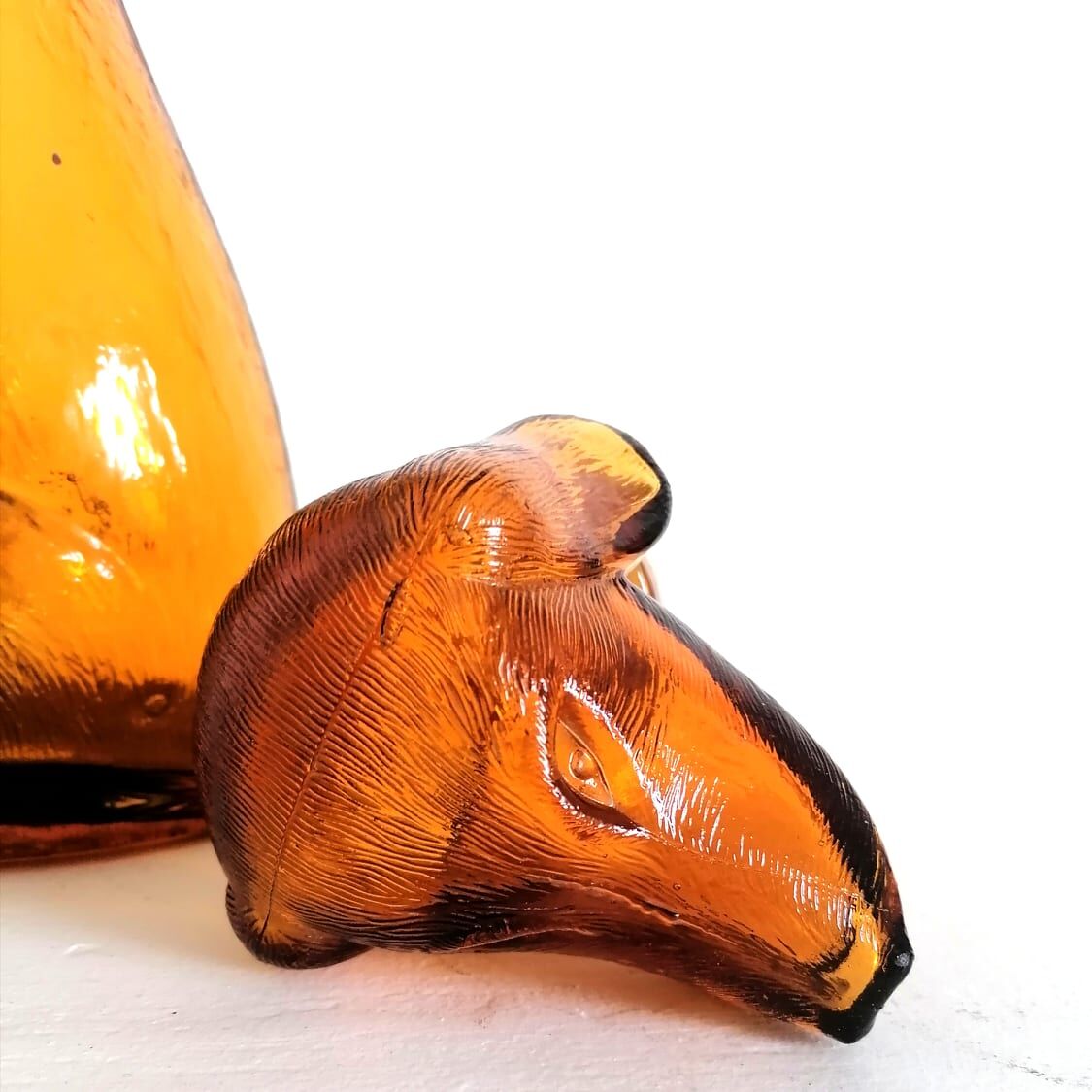 Glass dachshund decanter from Empoli, Italy 1960