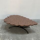 Granite and hammered wrought iron coffee table