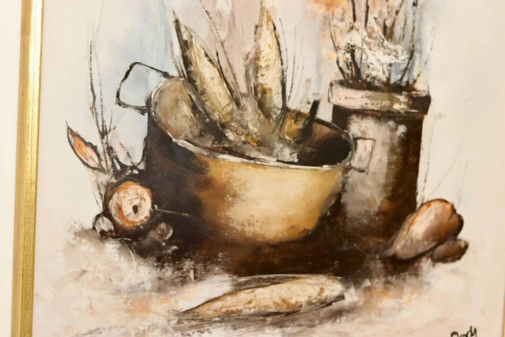 Swedish mid-century oil on canvas "Still Life Composition"