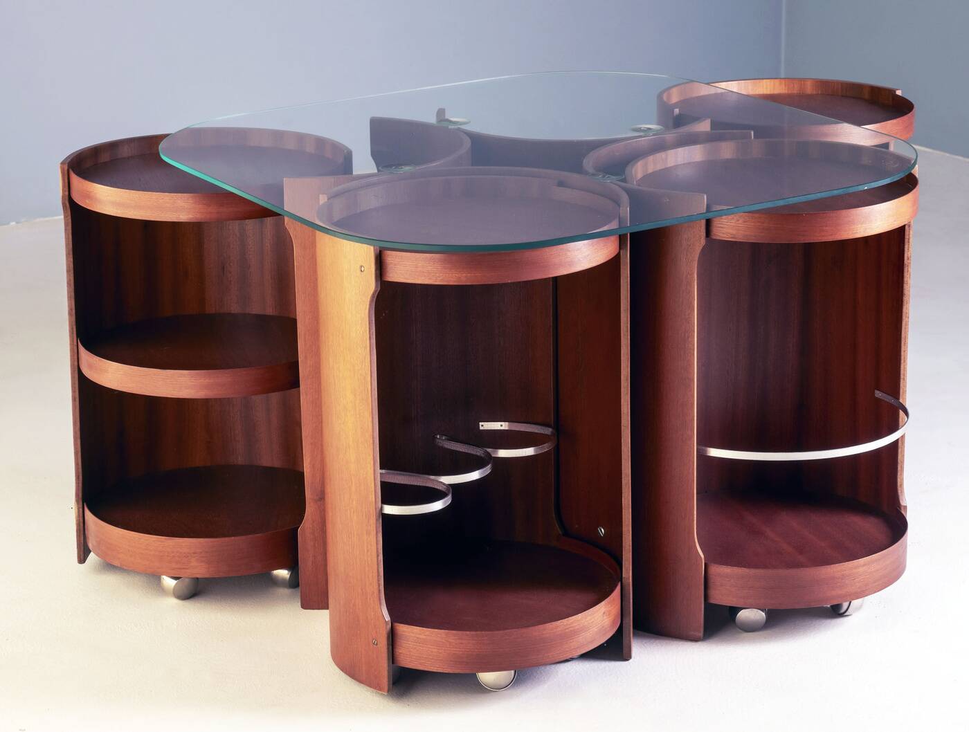 Modular coffee table model 0635, Dřevotvar Nová Paka, 1977