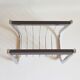 Magazine holder chrome metal and wood 70s