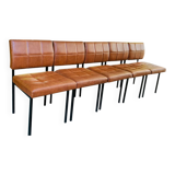 Suite de 5 chauffeuses skaï fauve 1950