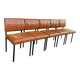Set of 5 faux leather armchairs in fawn from the 1950s.