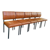 Suite de 5 chauffeuses skaï fauve 1950